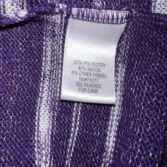 Apt.9, XL, purple white stripe metallic slouchy cowl neck long sleeve sweater  - Picture 8 of 8